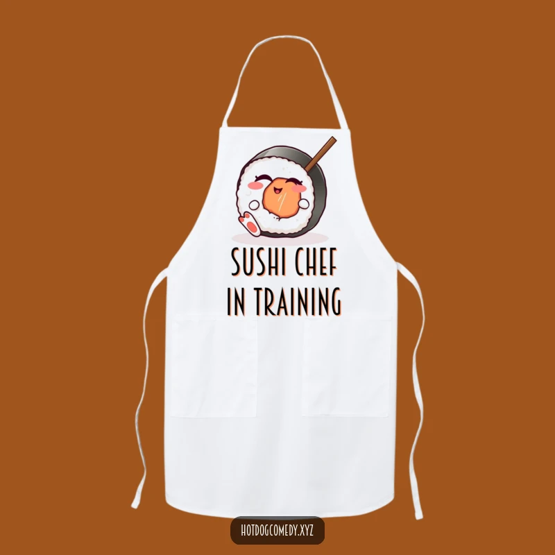 Funny Winking Sushi Apron - Playful Japanese Food Wear for Chic Cooking