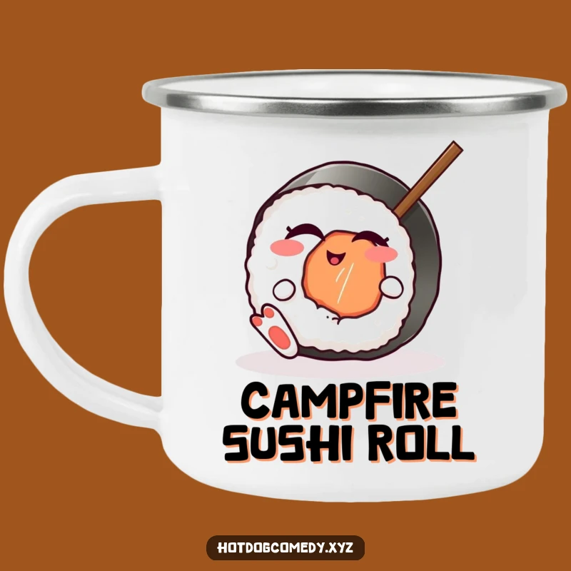 Funny Winking Sushi Camping Mug - Durable Japanese Food Cup for Outdoor Fun