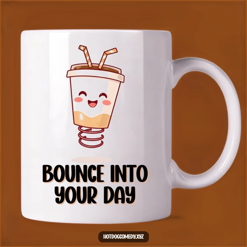 Funny Bouncing Coffee Mug - Energetic Morning Drink Character Gift for Caffeine Lovers