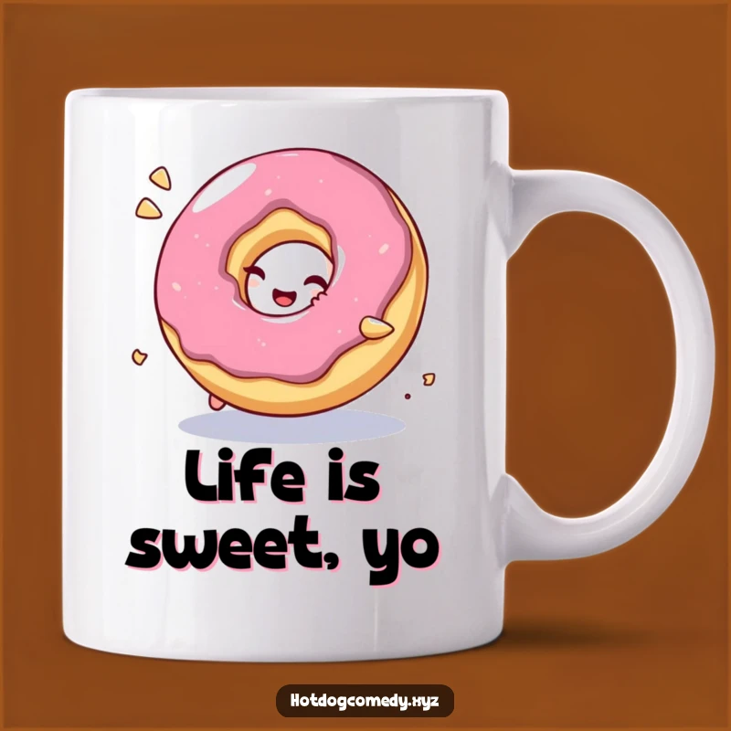 Funny Donut Roll Mug: Giggling Donut Character is a Sweet and Funny Gift