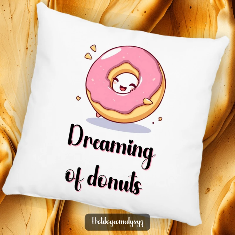 Funny Pillow: A bubbly, giggling donut character rolls with playful delight, offering soft comfort and sweet humor.