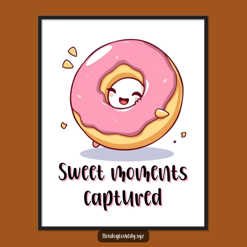 Funny Donut Roll Digital Art: Giggling Donut for Instant Sweetness - Unique Funny Gift