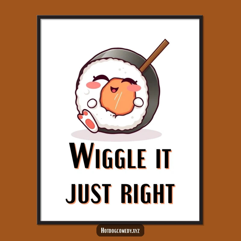 Funny Winking Sushi Digital Art - Printable Japanese Food Poster for Chic Joy