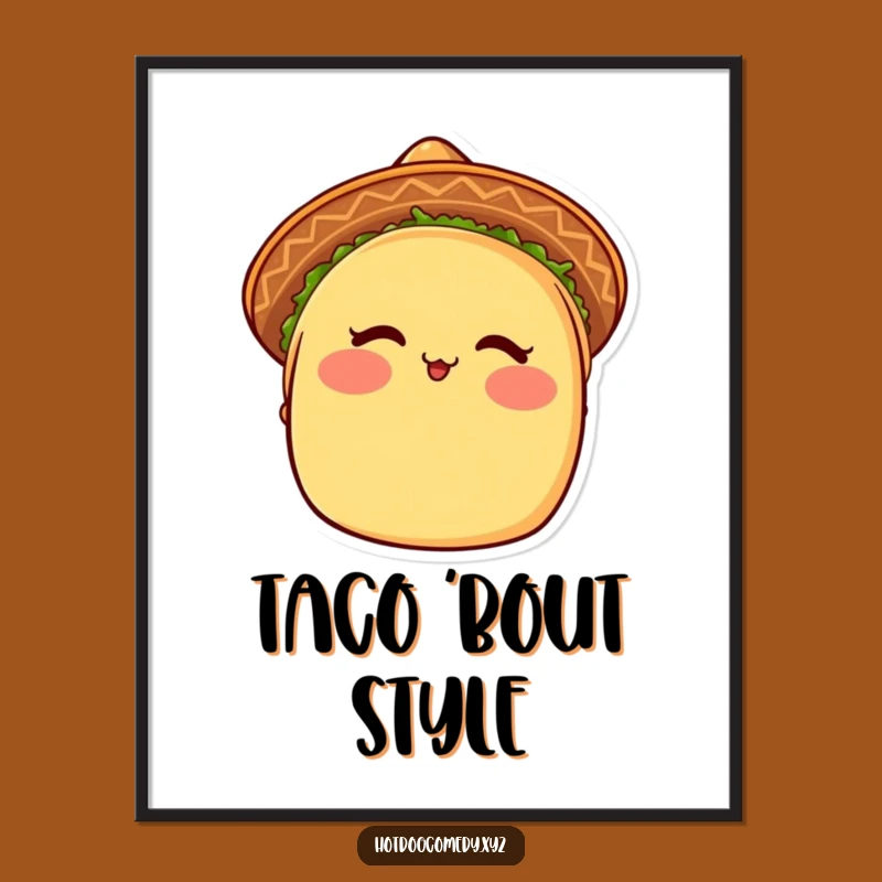 Funny Taco Poster: Vibrant Blushing Winking Taco Art, Perfect Funny Mexican Wall Decor