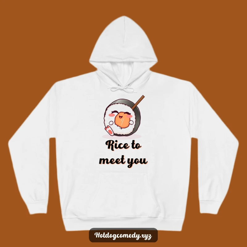 Funny Sushi Wink Hoodie - Cozy Japanese Food Character Sweatshirt for Cool Vibes
