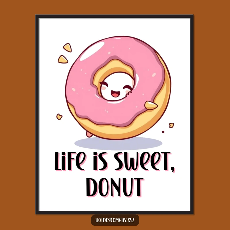 Free Printable Funny Donut Wall Art - Giggling Roll Downloadable Decor
