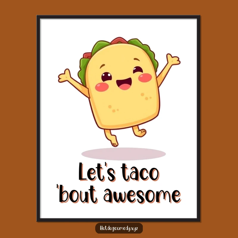 Free Printable Jumping Taco Wall Art - Fun Downloadable Poster for Fiesta Decor