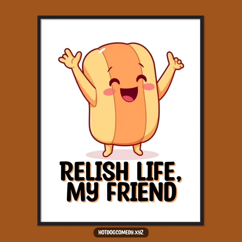 Free Printable Hot Dog Dancing Wall Art - Funny Downloadable Poster for Kitchen Decor