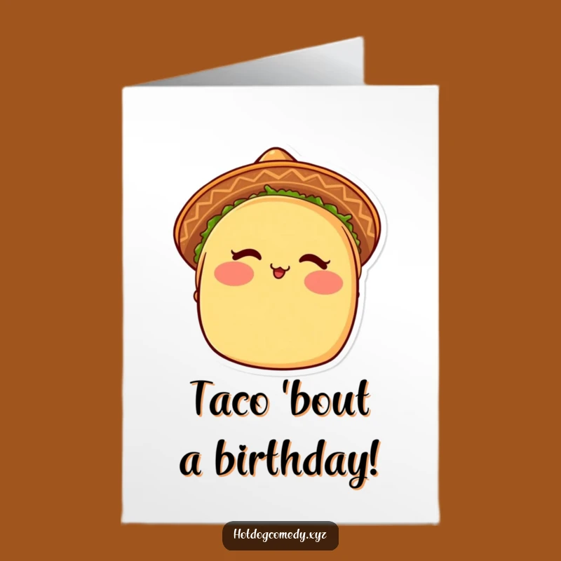 Free Printable Birthday Card: Funny Blushing Taco Wink for a Festive Fiesta Gift