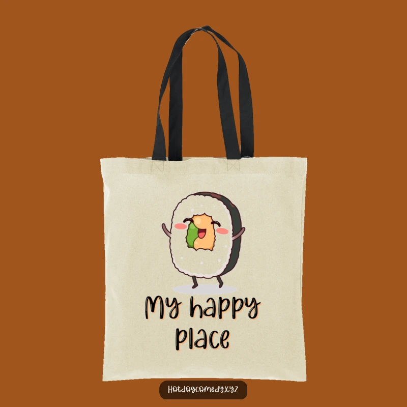 Funny Sushi Tote Bag: Chic Dancing Sushi Roll Print, Perfect Funny Japanese Shopping Bag